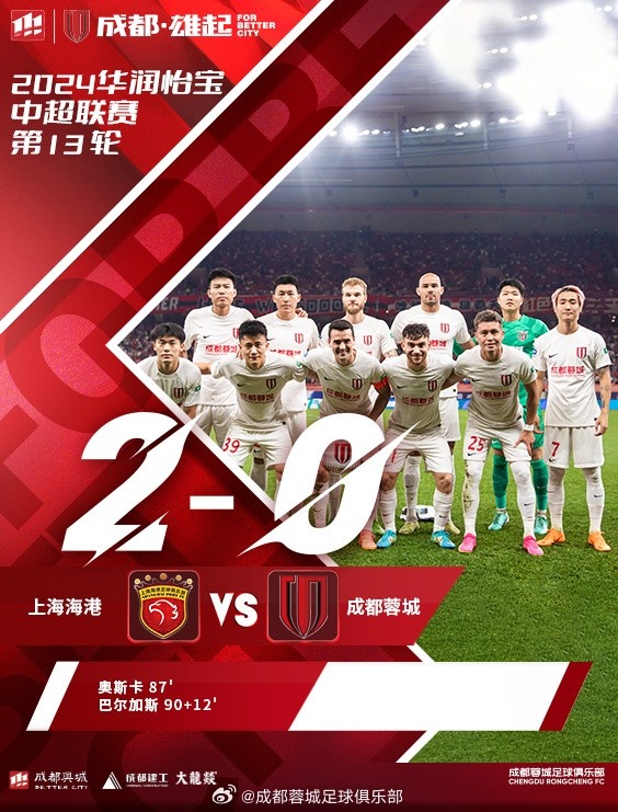 成都蓉城客场对阵上海海港，最终0-2不敌对手，下一场继续拼搏